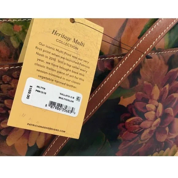 Patricia Nash Vallata Crossbody Bag Multicolored Floral Print Leather NWT $169 - Picture 5 of 5